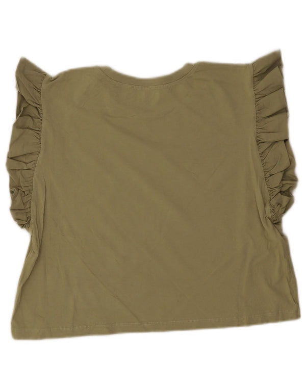 Zara Womens Crop Top UK 12 Medium Green
