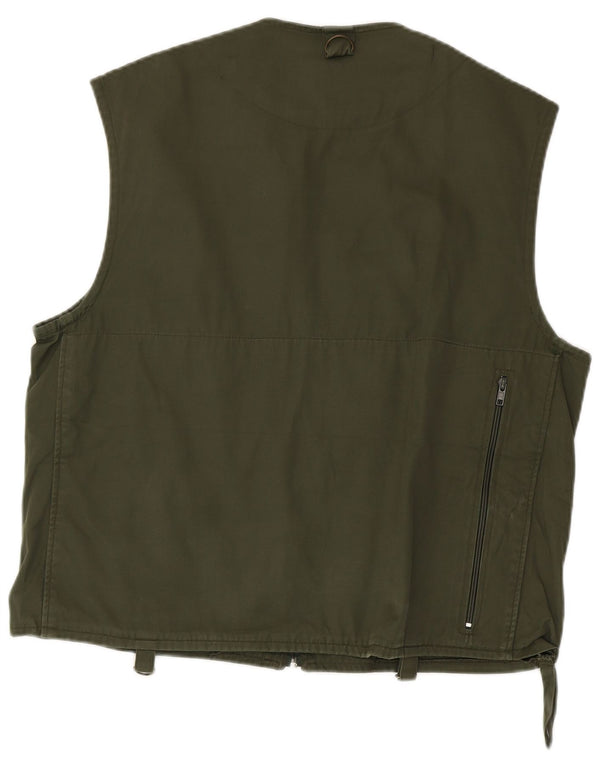 Vintage Mens Utility Gilet IT 52 XL Πράσινο Βαμβακερό