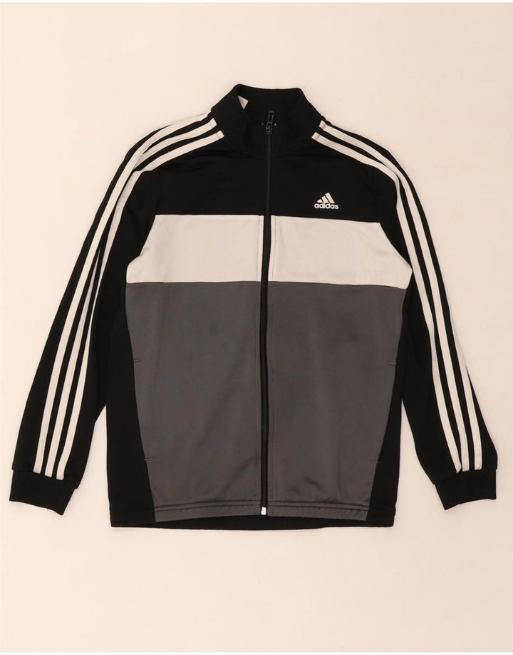 ADIDAS Boys Tracksuit Top Jacket 11-12 Years Black Colourblock Polyester Vintage Adidas and Second-Hand Adidas from Messina Hembry 