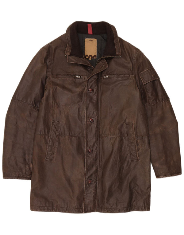 CONBIPEL Ανδρικό Δερμάτινο Παλτό IT 52 XL Καφέ Δερμάτινο