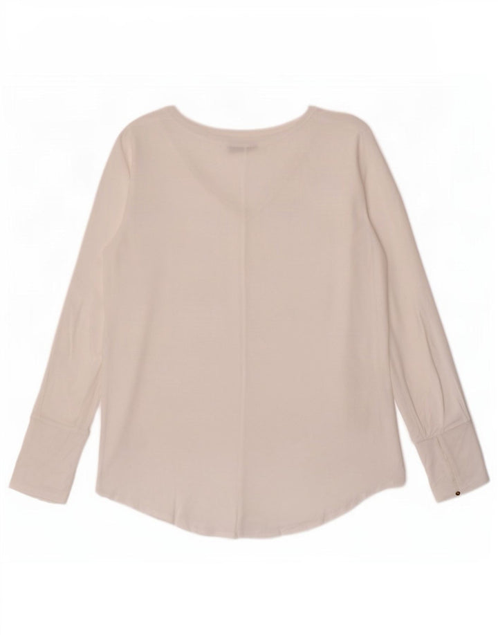 Massimo Dutti Γυναικεία See Through Top Longseve UK 12 Medium White Lyocell