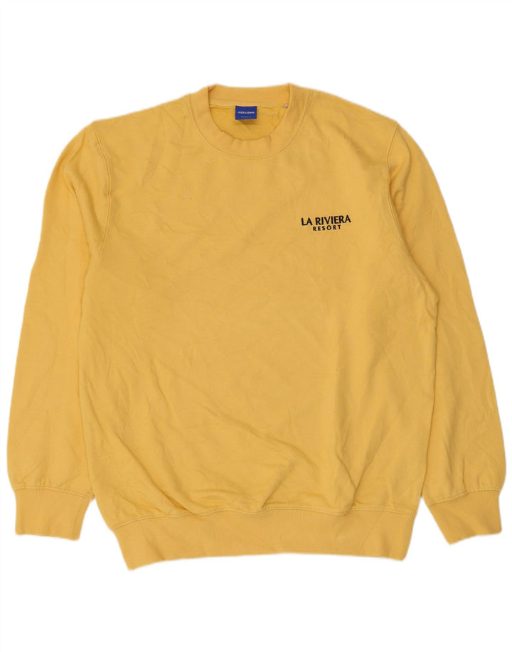 Jack & Jones Ανδρικό γραφικό φούτερ Jumper μεγάλο κίτρινο βαμβακερό
