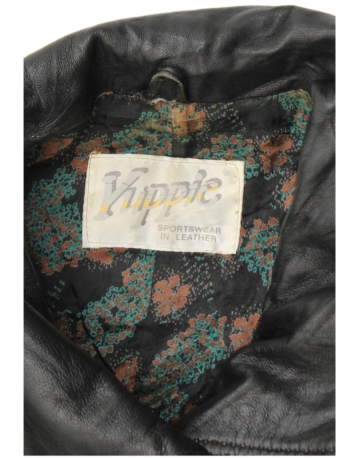 YUPPIE Γυναικείο Oversized Δερμάτινο Μπουφάν UK 18 XL Μαύρο Floral