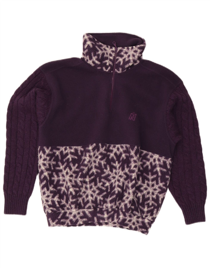 Nordica γυναικεία υπερμεγέθη αφηρημένα μοτίβα Fleece Jumper UK 10 Small Purple