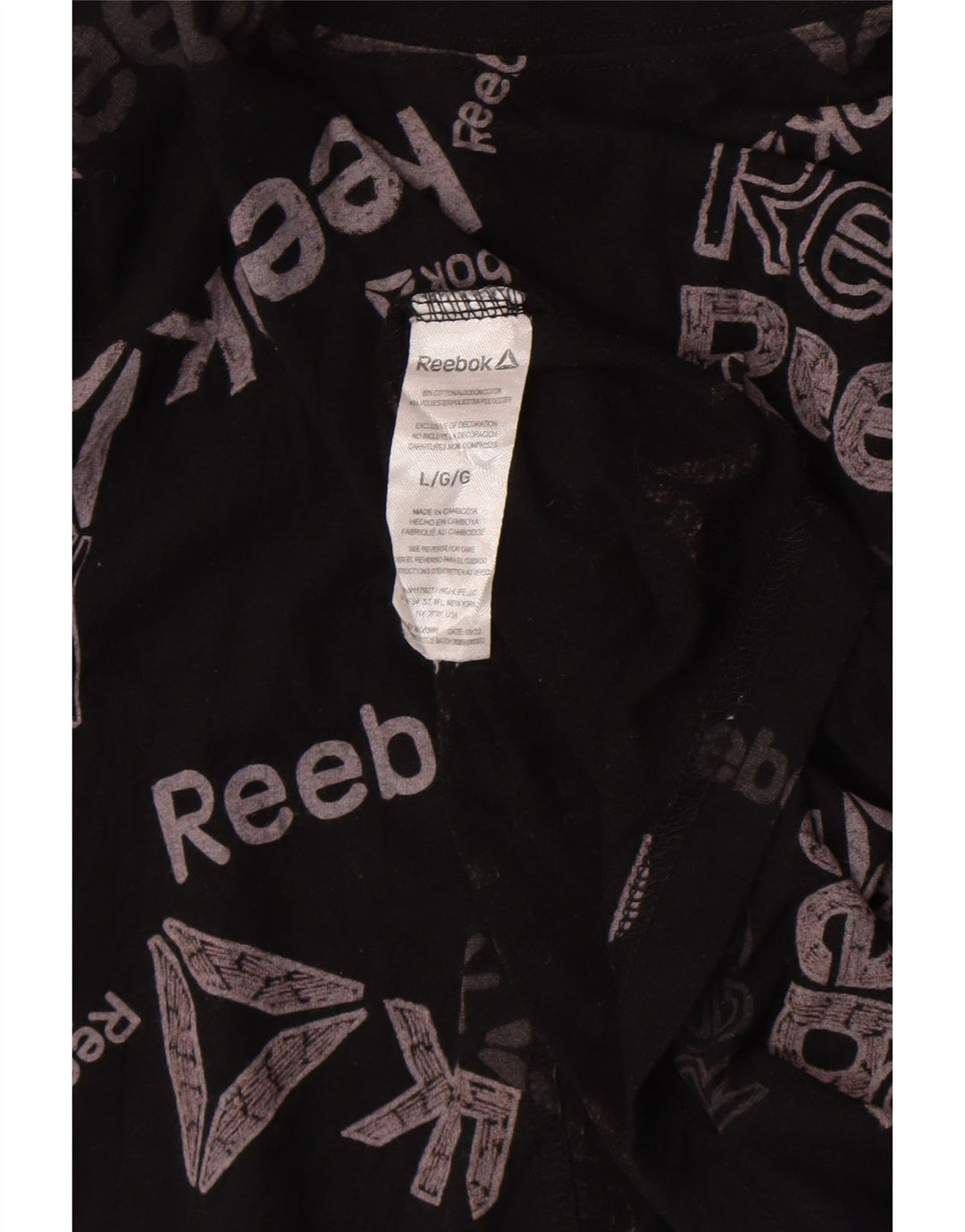 Ανδρικό γραφικό T-Shirt Reebok Top μεγάλο μαύρο βαμβακερό