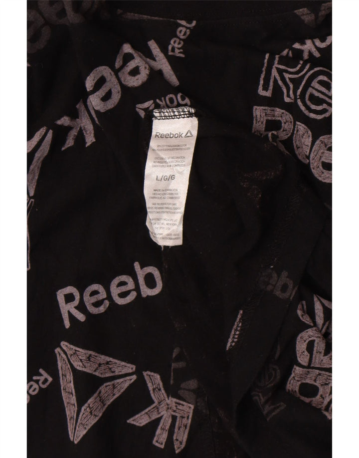 Ανδρικό γραφικό T-Shirt Reebok Top μεγάλο μαύρο βαμβακερό