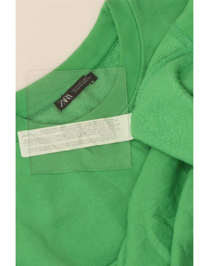 Zara Γυναικεία φούτερ μεγάλης κλίμακας Crop Jumper UK 10 Small Green Polyester