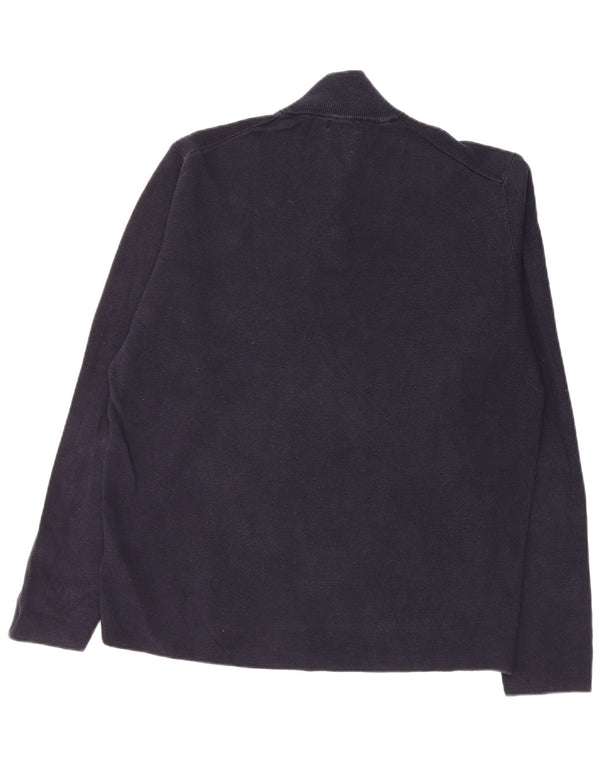 Ανδρικό πουλόβερ με φερμουάρ Massimo Dutti XL Μπλε βαμβακερό