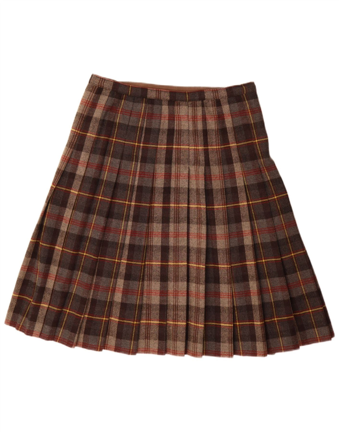 Vintage γυναικεία πλισέ Wrap φούστα W32 Large Brown Check