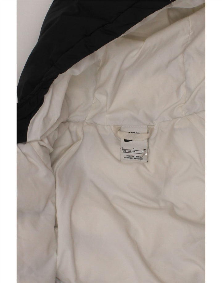 Nike Girls Hooded Jacket 8-9 Years Small Black Polyester