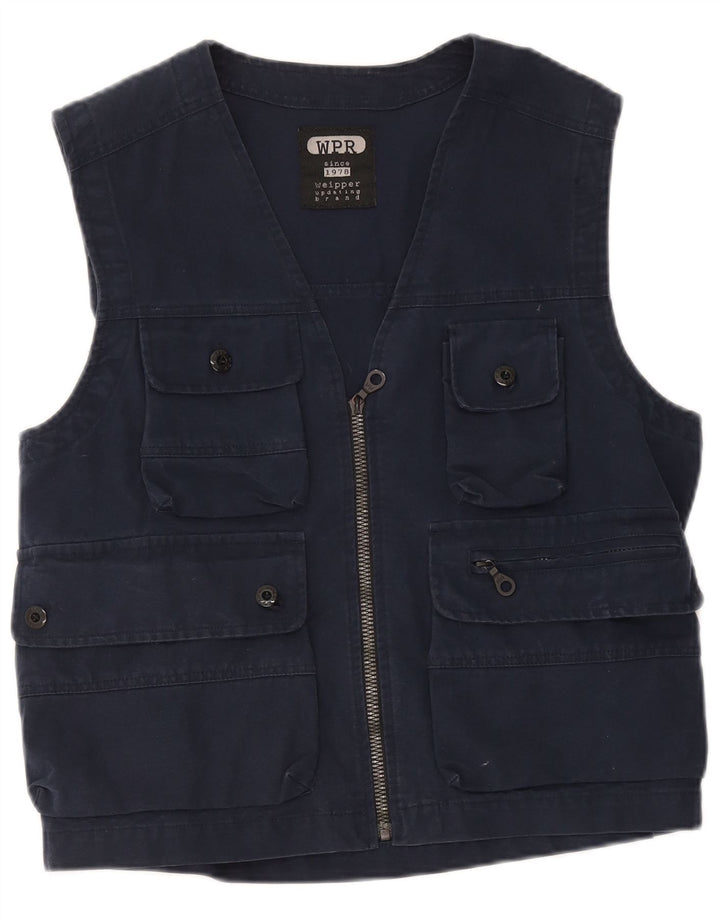 Weipper Mens Utility Gilet UK 38 Medium Navy Blue Cotton