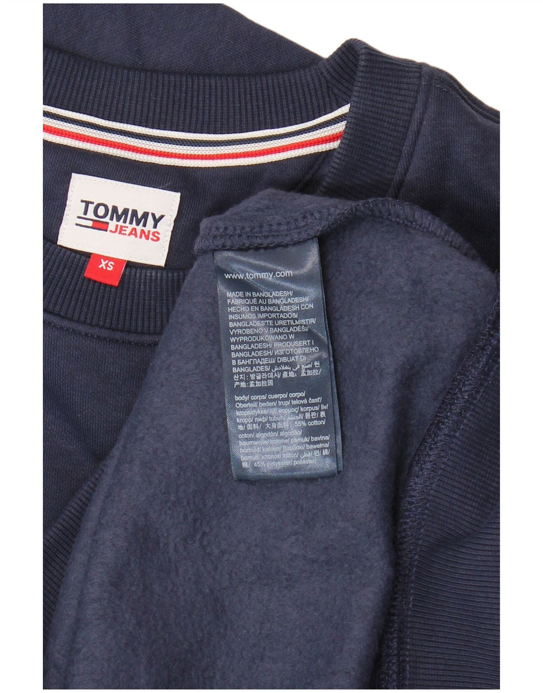 TOMMY HILFIGER Γυναικείο φούτερ μεγάλου μεγέθους Jumper UK 6 XS Navy Blue Cotton