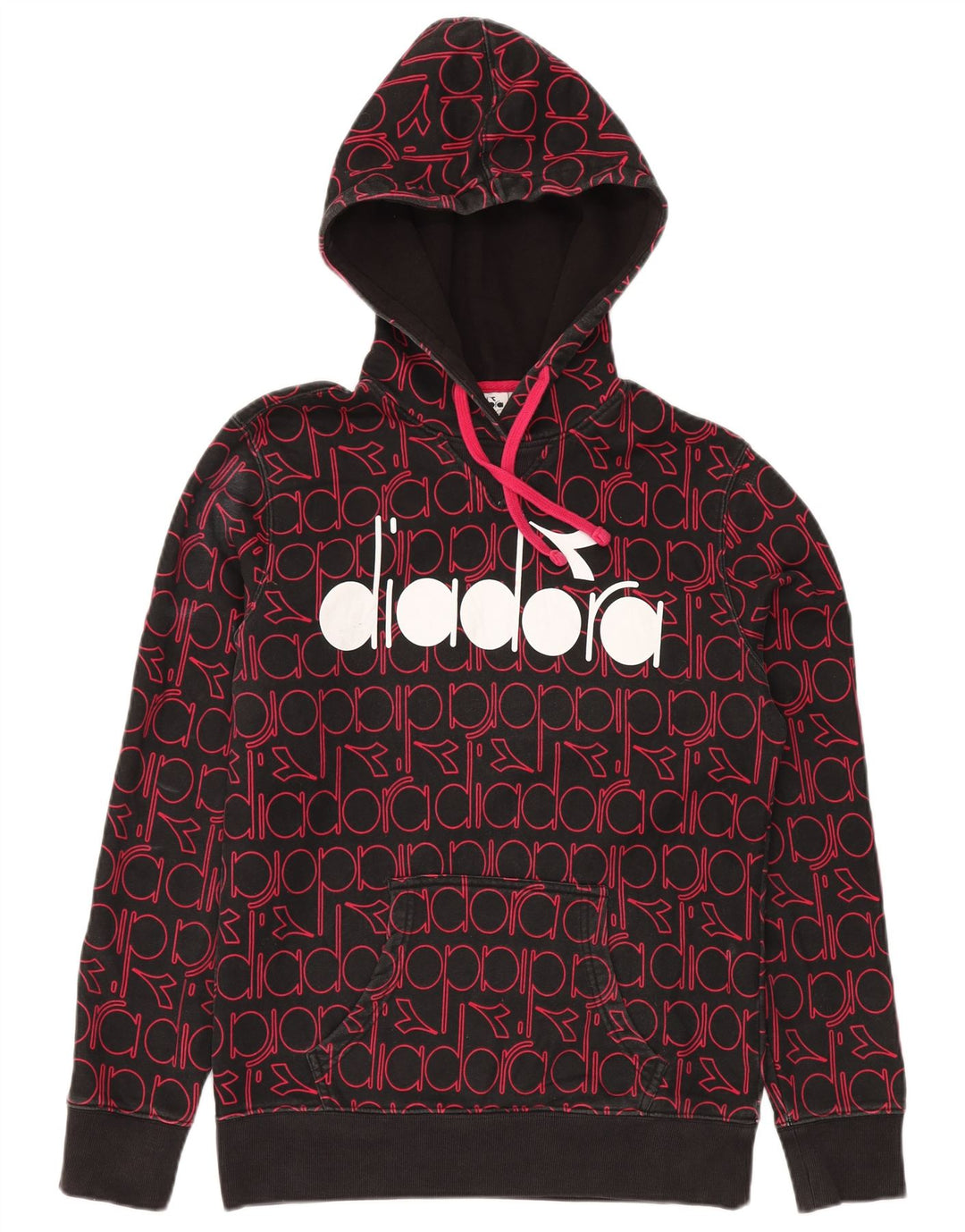 DIADORA Ανδρικό γραφικό κουκούλα, μεσαίο μαύρο βαμβακερό