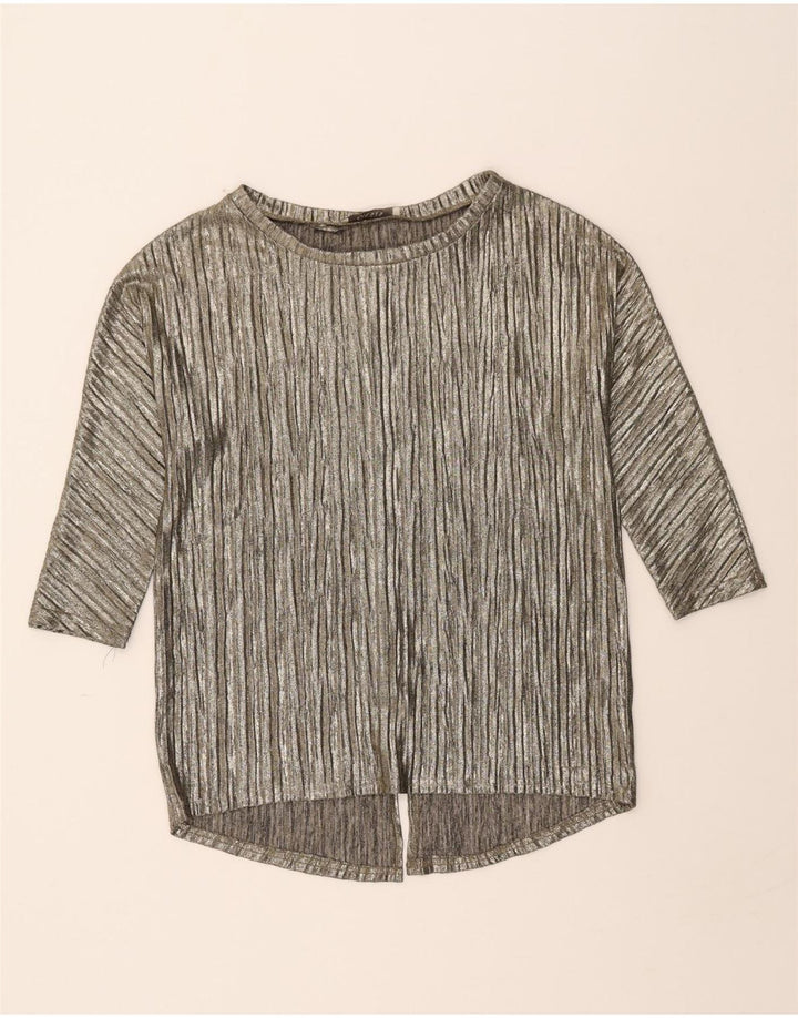 OASIS Womens 3/4 Sleeve Blouse Top UK 10 Small Grey Striped Retro Vintage Oasis and Second-Hand Oasis from Messina Hembry 
