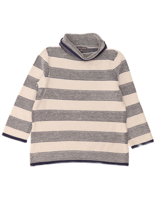 Laura Ashley Γυναικείο πουλόβερ με ρολό λαιμόκοψη UK 12 Medium Navy Blue ριγέ