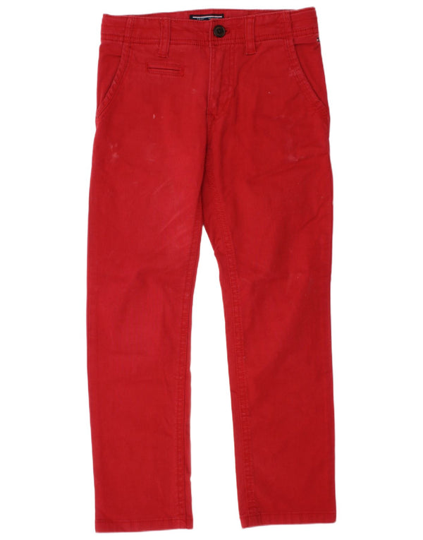 Tommy Hilfiger Boys ίσιο παντελόνι Chino 6-7 ετών W22 L21 κόκκινο βαμβακερό