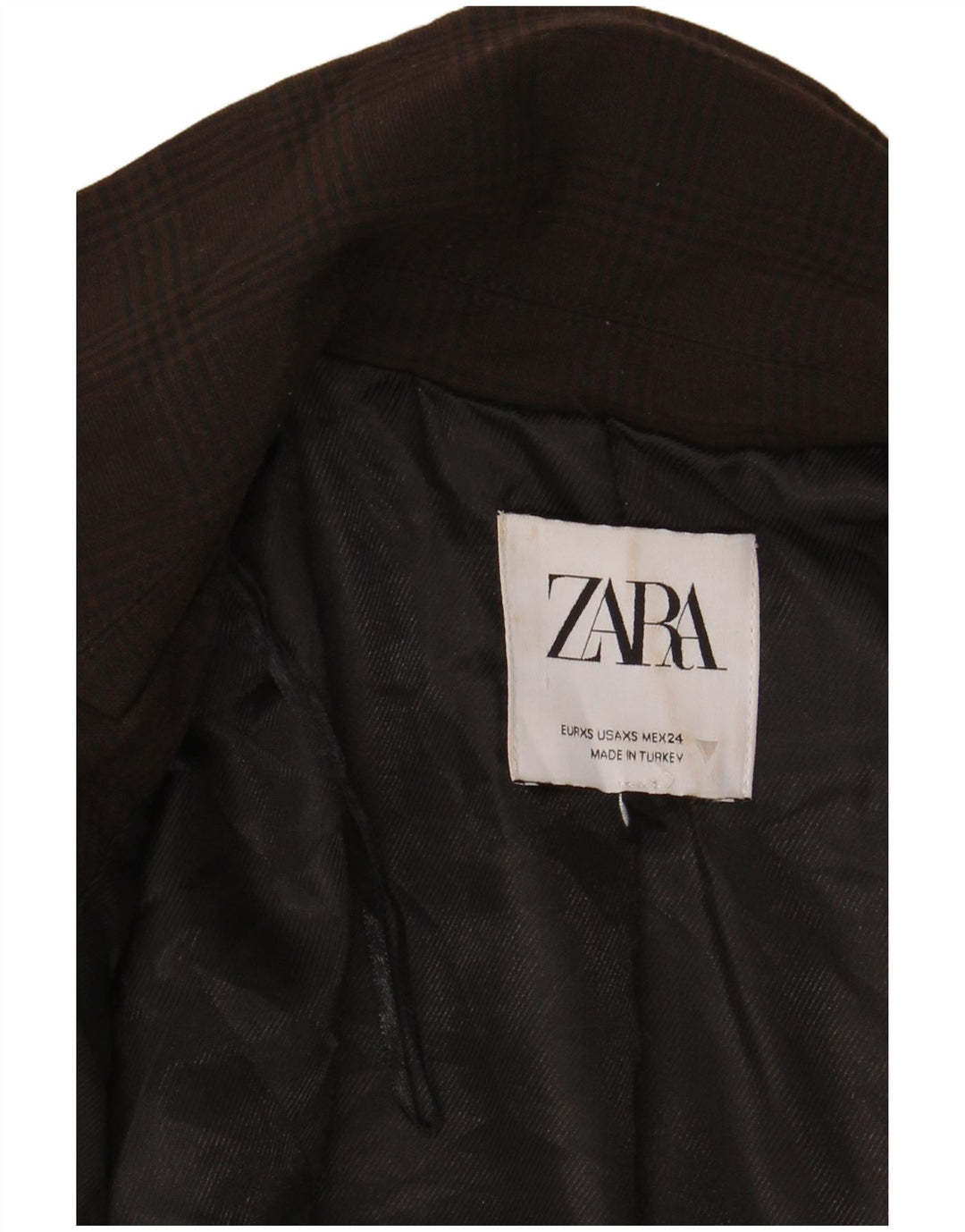 Zara Γυναικείο σακάκι σακάκι με 1 κουμπί UK 6 XS καφέ Houndstooth