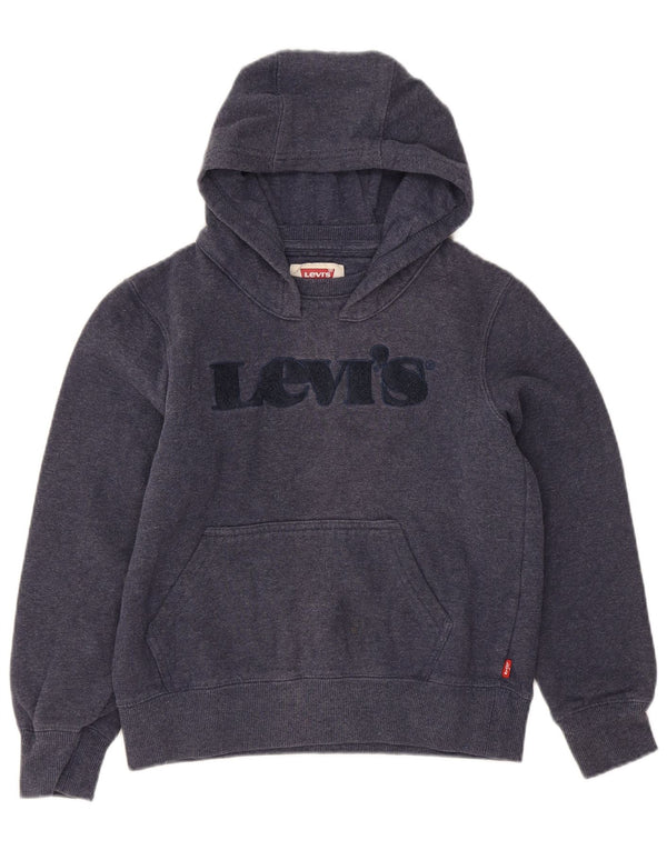 Levi's Boys Graphic Hoodie Jumper 9-10 Years Navy Blue Cotton