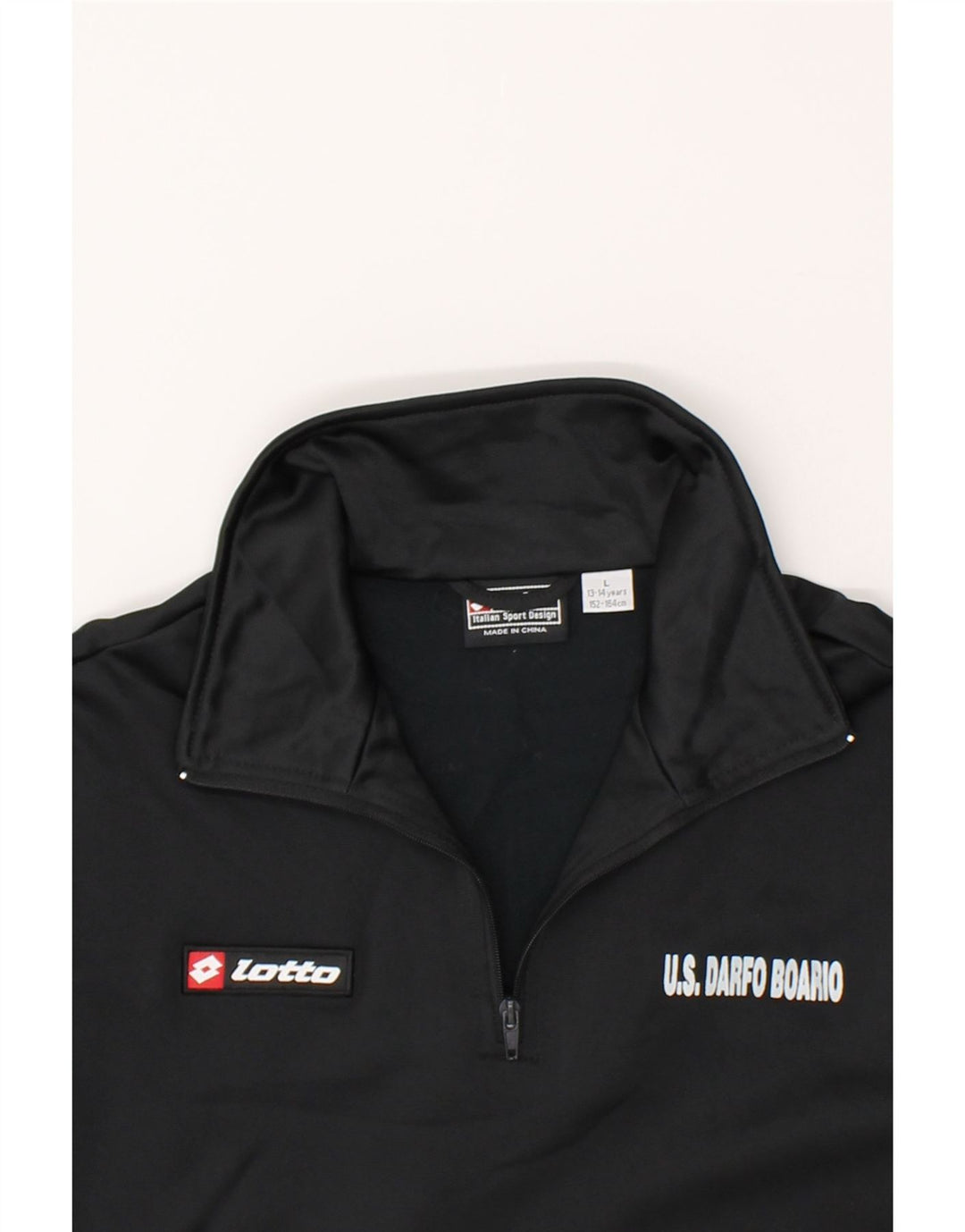 LOTTO Boys Zip Neck Sweatshirt Jumper 13-14 Years Black Polyester Vintage Lotto and Second-Hand Lotto from Messina Hembry 