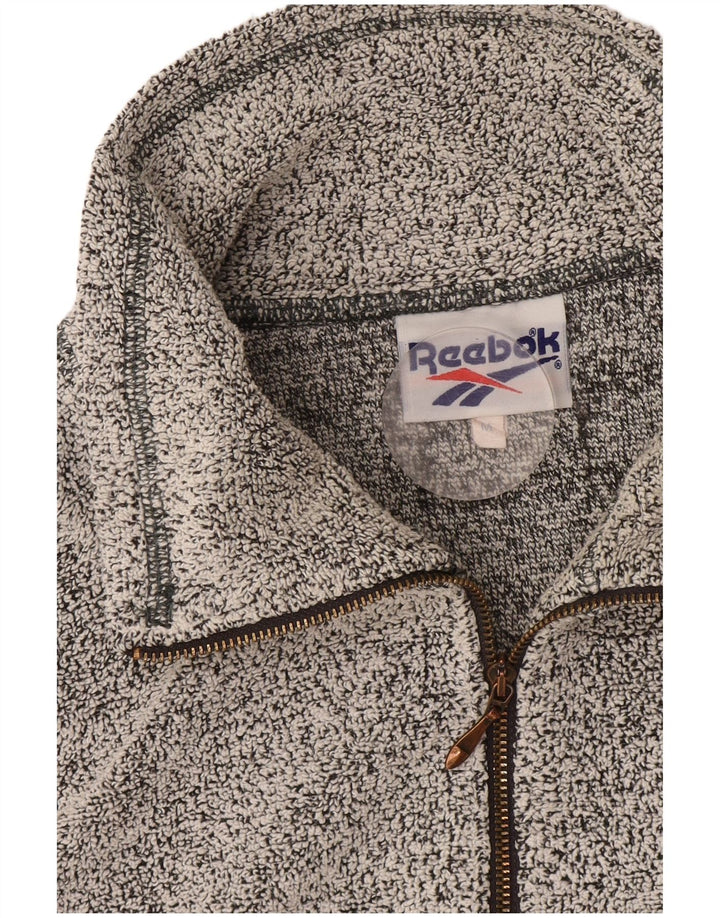 Ανδρική μπλούζα με φερμουάρ Reebok με μακρυμάνικο μεσαίο γκρι φλύκταινα