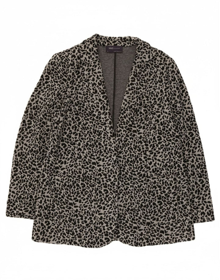 Marks & Spencer Γυναικείο ανοιχτό σακάκι UK 14 Medium Grey Animal print