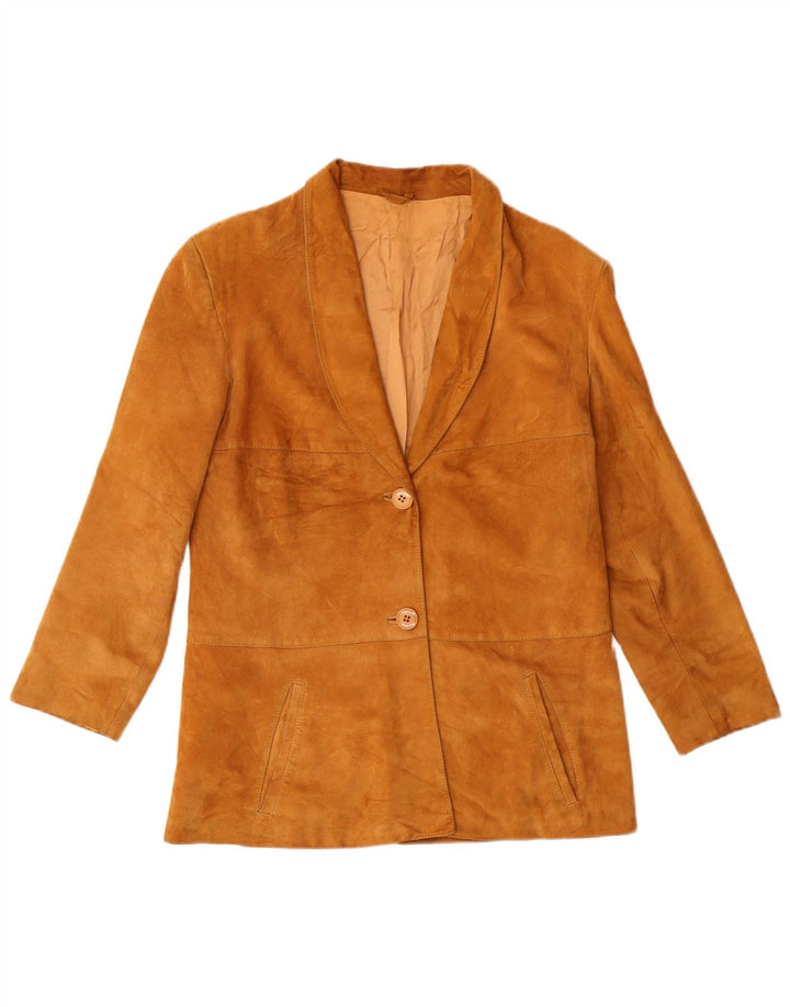 Vintage γυναικείο σουέτ σακάκι με 2 κουμπιά UK 8 Small Beige