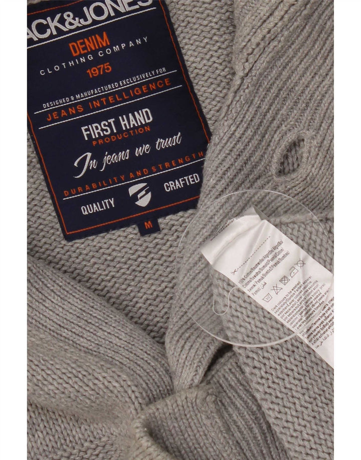 Jack & Jones Ανδρική ζακέτα πουλόβερ μεσαίο γκρι βαμβακερό ριγέ