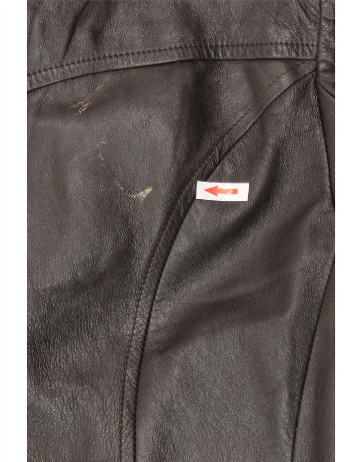 Vintage γυναικεία δερμάτινη καμπαρντίνα UK 14 Μεσαίο καφέ