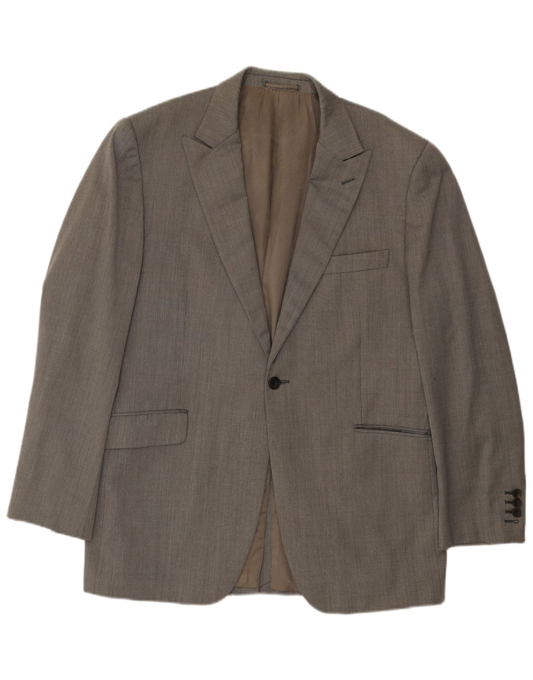 Aquascutum Ανδρικό σακάκι σακάκι με 1 κουμπί UK 44 2XL Γκρι μαλλί ψαροκόκαλο