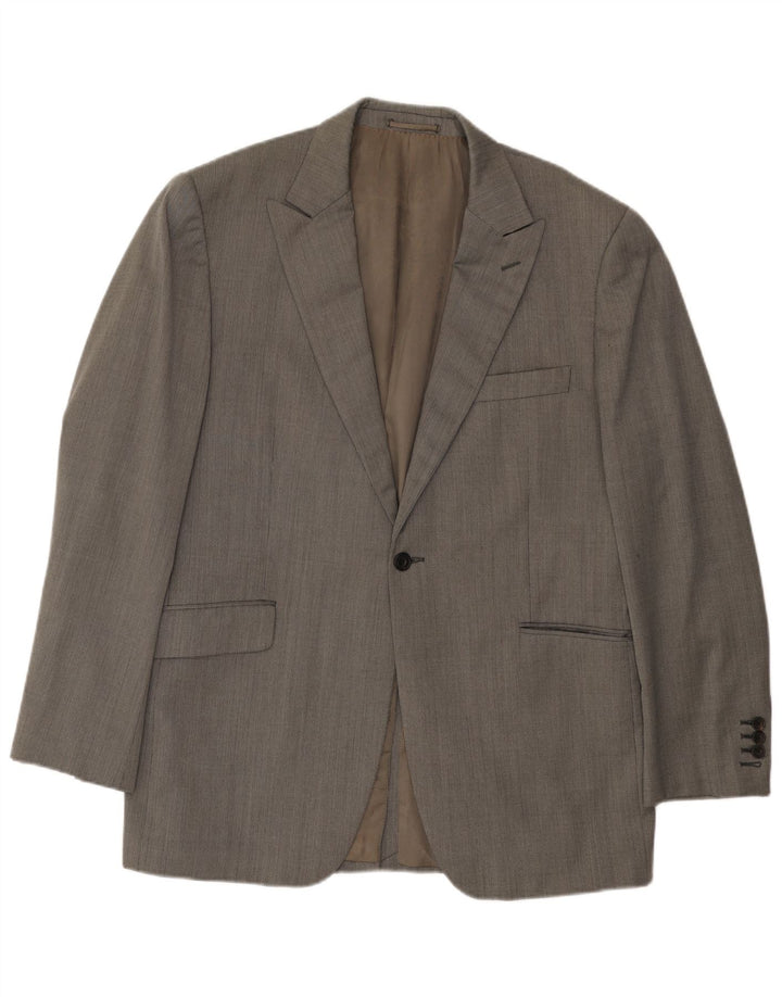 Aquascutum Ανδρικό σακάκι σακάκι με 1 κουμπί UK 44 2XL Γκρι μαλλί ψαροκόκαλο