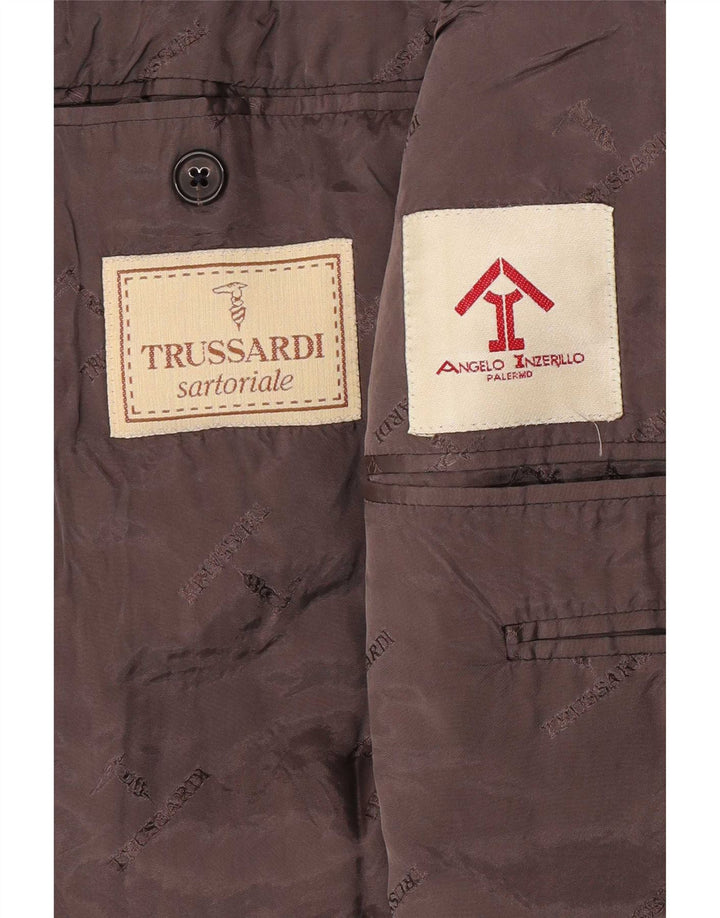 Trussardi Ανδρικό σακάκι σακάκι 3 κουμπιών IT 52 XL Γκρι ριγέ παρθένο μαλλί