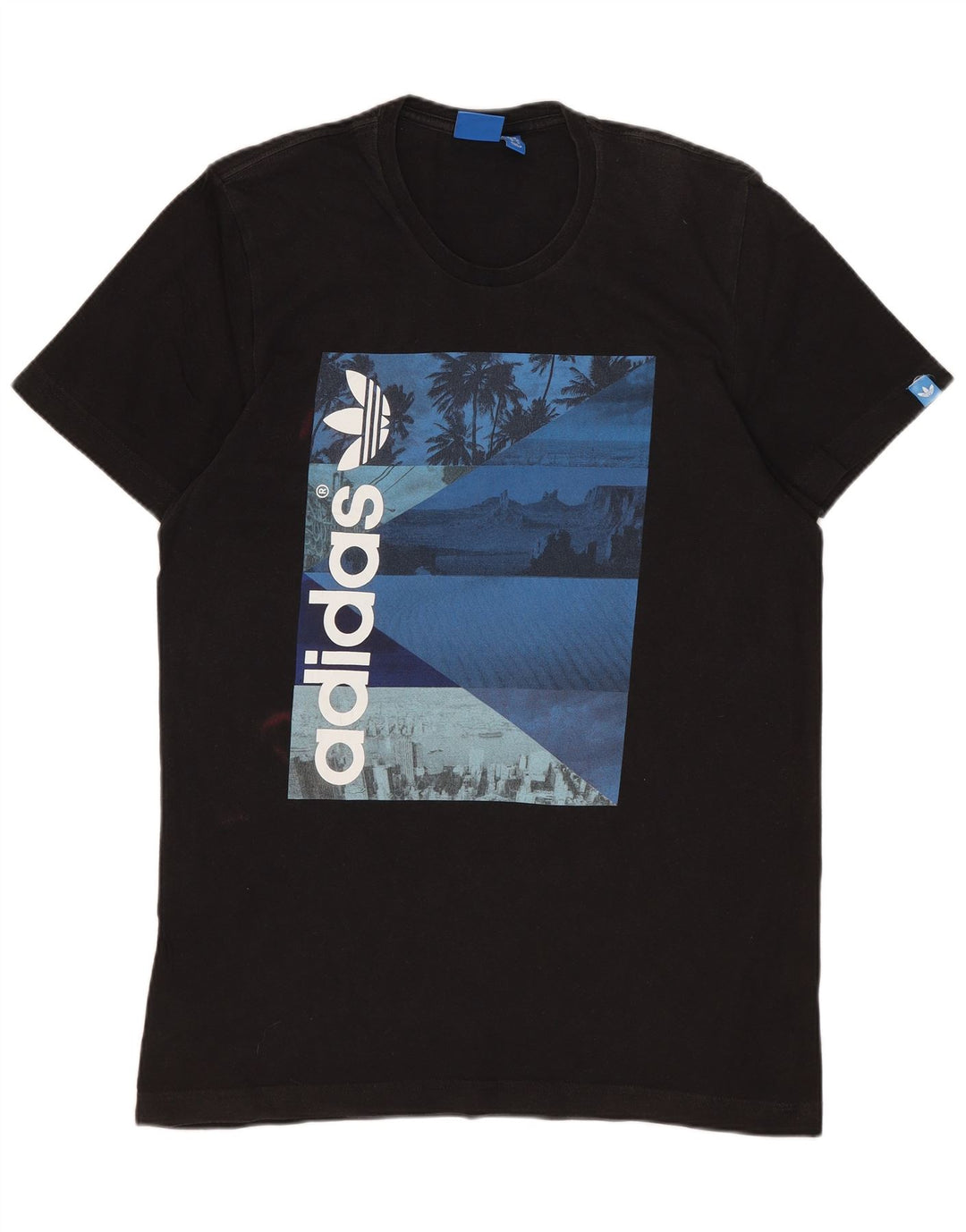 Ανδρικό γραφικό T-Shirt ADIDAS Top Μεσαίο μαύρο βαμβακερό