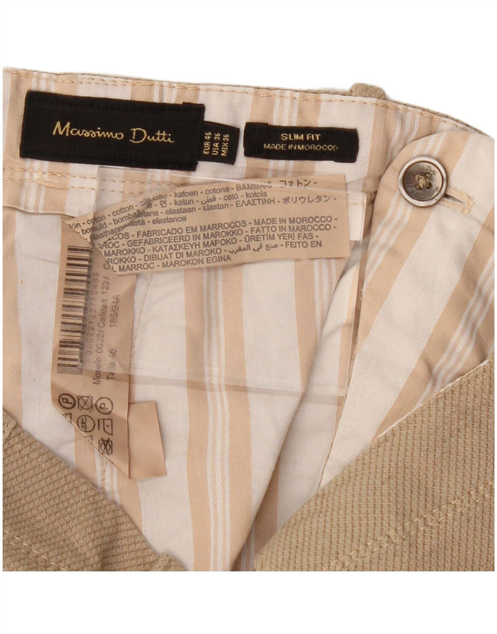 MASSIMO DUTTI Ανδρικό παντελόνι Chino με λεπτή εφαρμογή EU 46 XL W36 L30 Μπεζ βαμβακερό