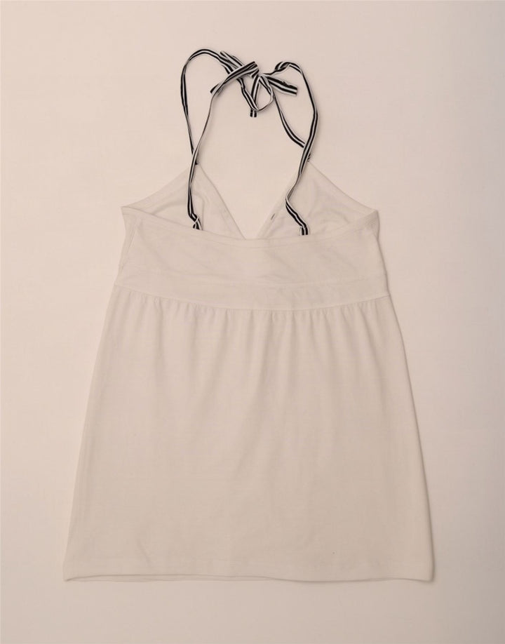North Sails Womens Crop Halter Top UK 14 Large White Cotton