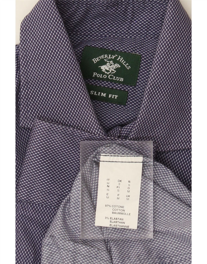 Ανδρικό πουκάμισο Beverly Hills Slim Fit Βαμβακερό μεσαίο μπλε στίγματα