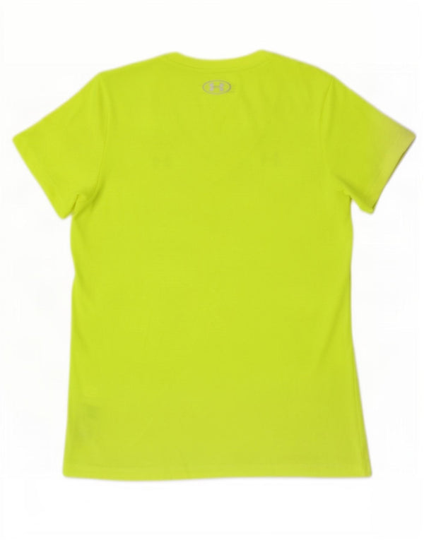 Under Armour Γυναικείο T-Shirt Heat Gear Top UK 12 Medium Yellow Polyester
