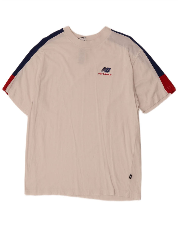 Ανδρικό T-Shirt New Balance Τοπ, μεσαίο λευκό χρώμα, βαμβακερό