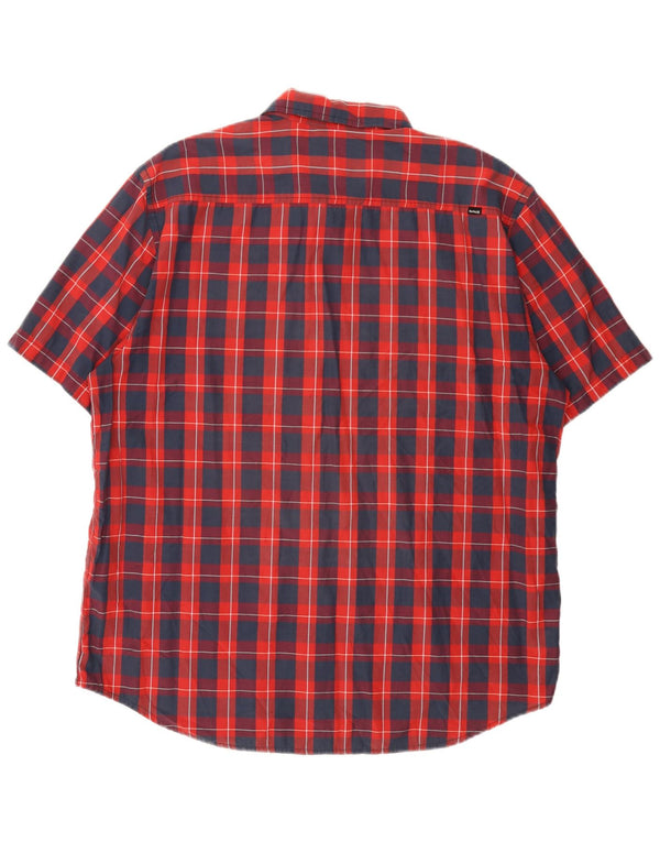 Ανδρικό κοντομάνικο γραφικό πουκάμισο Hurley 2XL κόκκινο βαμβακερό