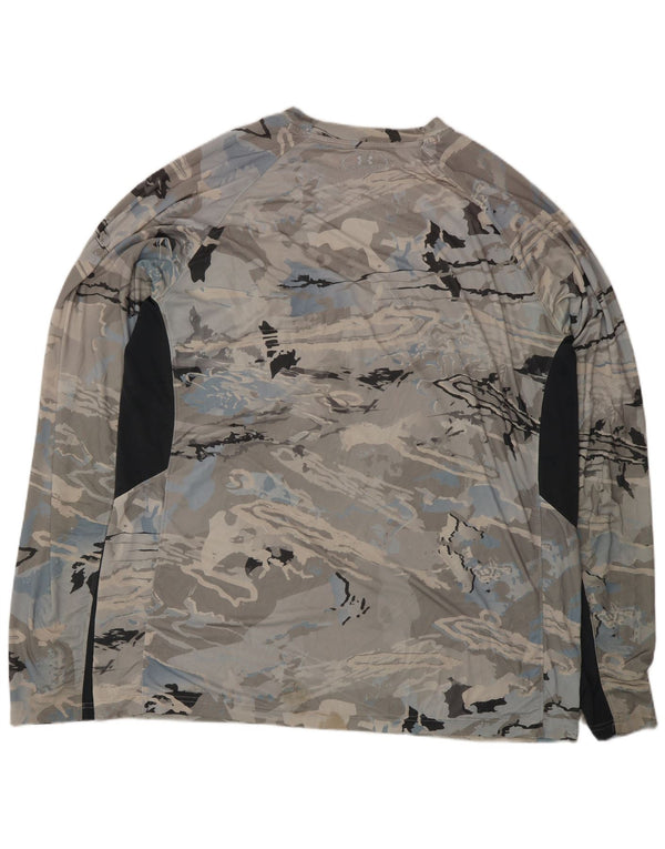 Under Armour Mens Heat Gear Graphic Top μακριά μανίκια XL γκρι καμουφλάζ