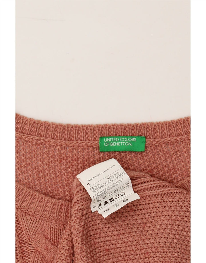 BENETTON Womens Oversized Boat Neck Jumper Sweater UK 14 Medium Pink Vintage Benetton and Second-Hand Benetton from Messina Hembry 