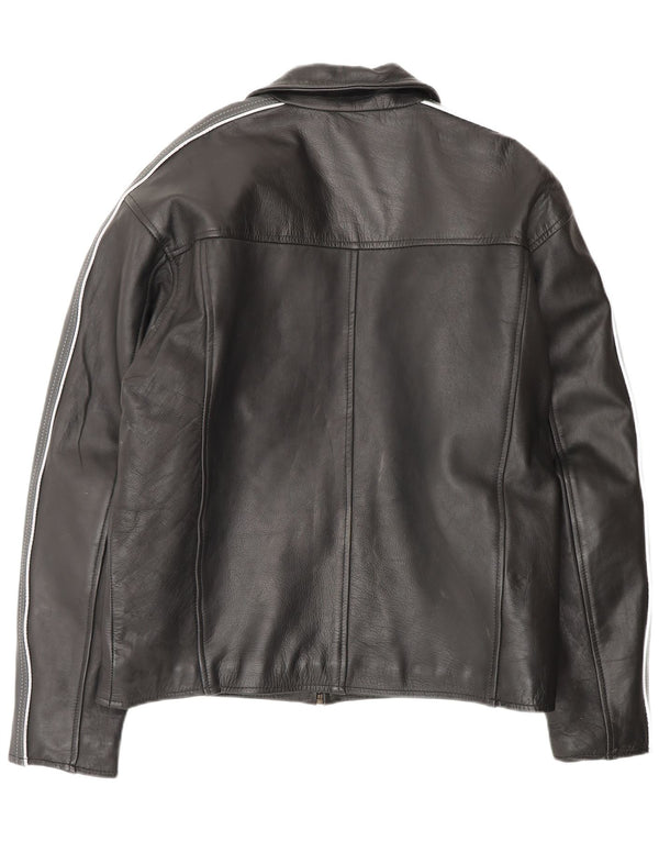 VINTAGE Ανδρικό Δερμάτινο Μπουφάν UK 42 XL Μαύρο Colourblock Δερμάτινο