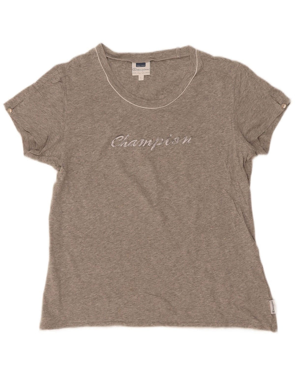 Γυναικείο μπλουζάκι Champion Easy Fit Graphic Top UK 14 Large Grey Flecked