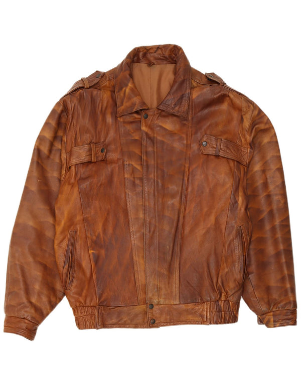 Vintage Ανδρικό Στρατιωτικό Δερμάτινο Μπουφάν UK 44 2XL Καφέ Δερμάτινο