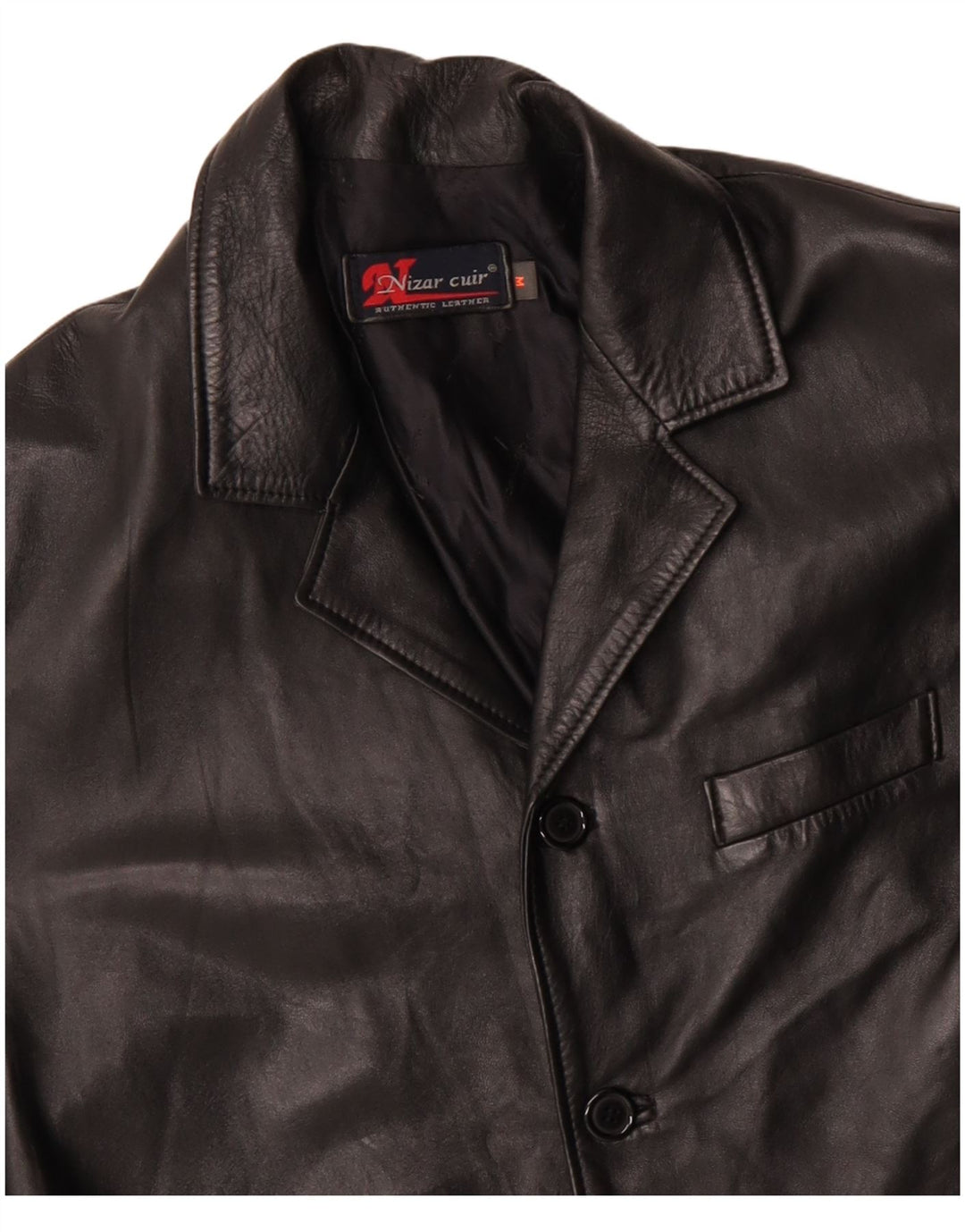 VINTAGE Ανδρικό Δερμάτινο Παλτό UK 38 Medium Black Leather