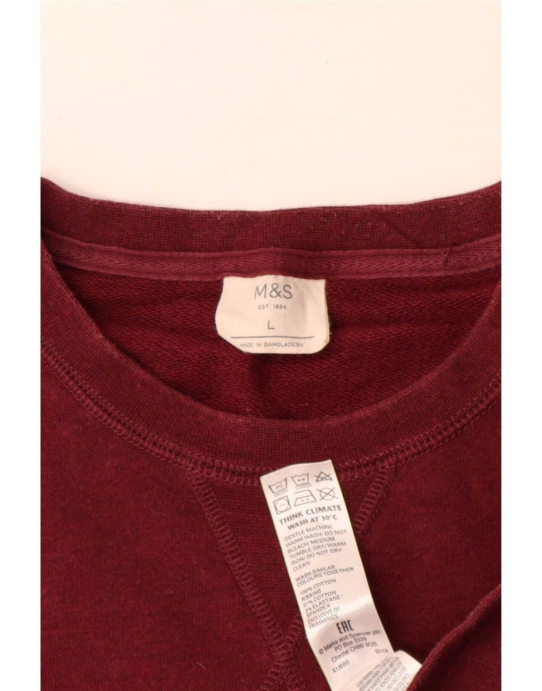 Ανδρικό φούτερ Marks & Spencer Jumper Large Maroon Βαμβακερό