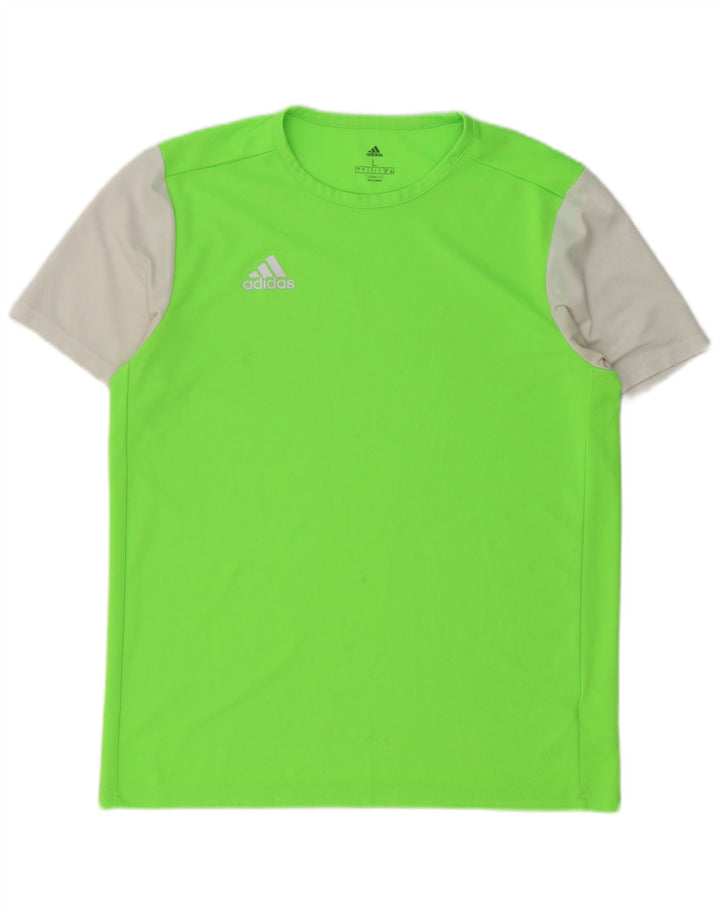Adidas Ανδρικό T-Shirt Climalite Top Large Green Colourblock Πολυεστέρας