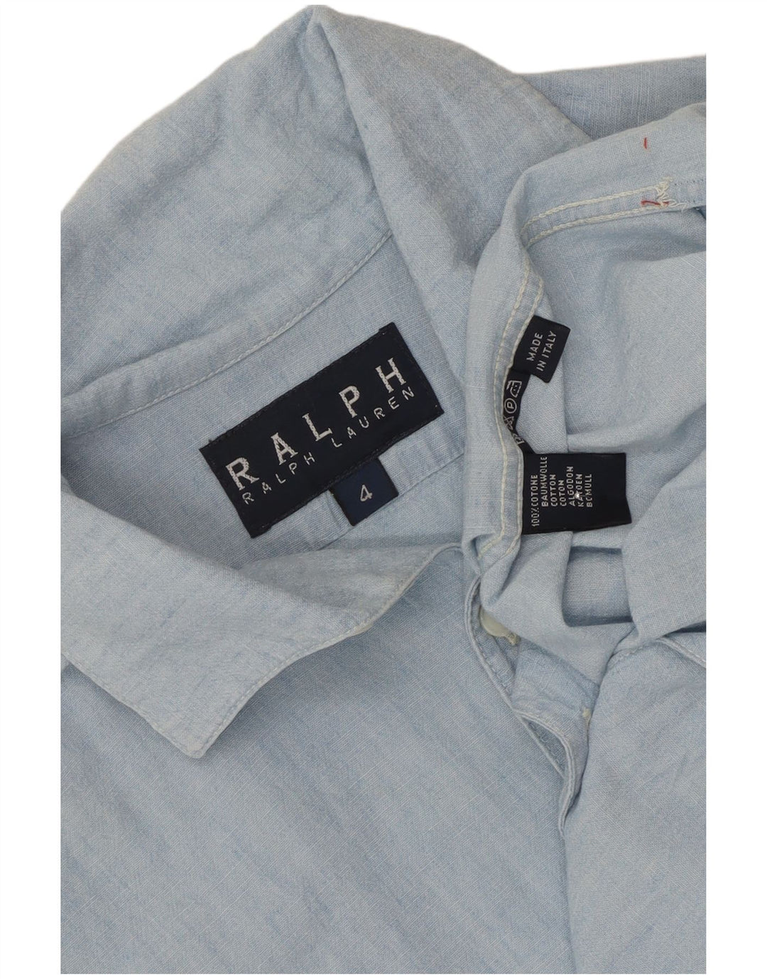 Ralph Lauren Γυναικείο κοντομάνικο πουκάμισο υπερμεγέθη US 4 μικρό μπλε βαμβακερό