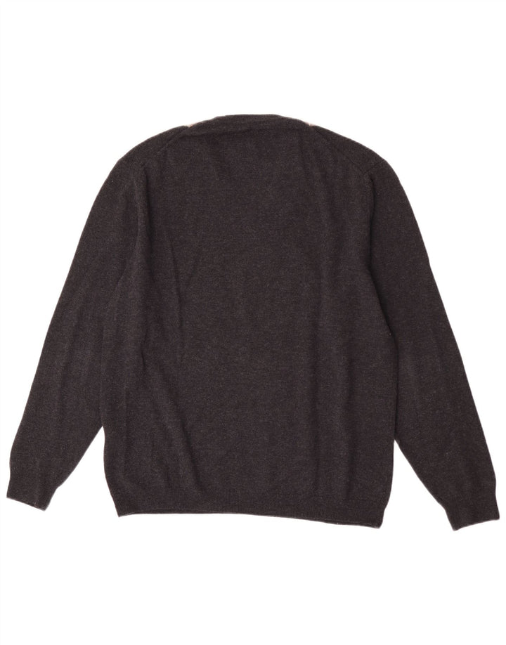 Burlington Ανδρικό πουλόβερ με λαιμόκοψη IT 52 Large Grey Argyle/Diamond