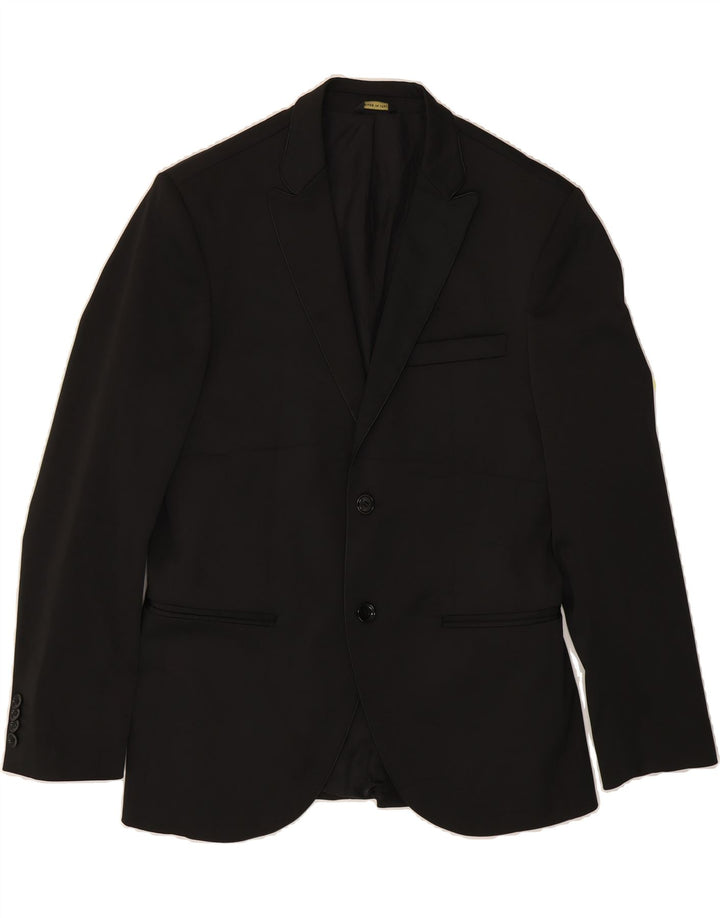 HAVANA & CO Ανδρικό μπουφάν Blazer 2 κουμπιών IT 48 Μεσαίο Μαύρο Πολυεστέρας