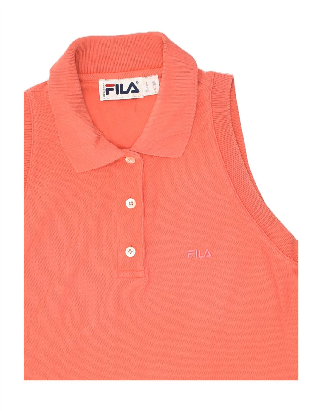 FILA Womens Sleeveless Polo Shirt US 6 Medium Orange Cotton | Vintage Fila | Thrift | Second-Hand Fila | Used Clothing | Messina Hembry 
